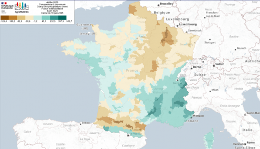 Anomalie de pluie cumulée depuis le 01/01/25