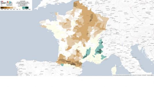Anomalie de pluie cumulée 30/06/2025
